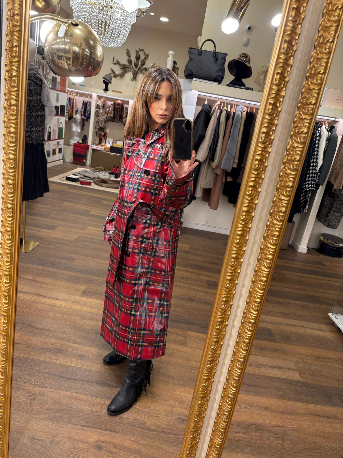 Burberry trench coat  lungo in vinile e lana vergine