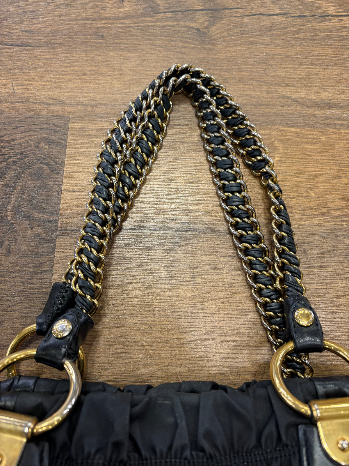 Prada shopping bag in pelle goffrata e tela nylon . Vintage