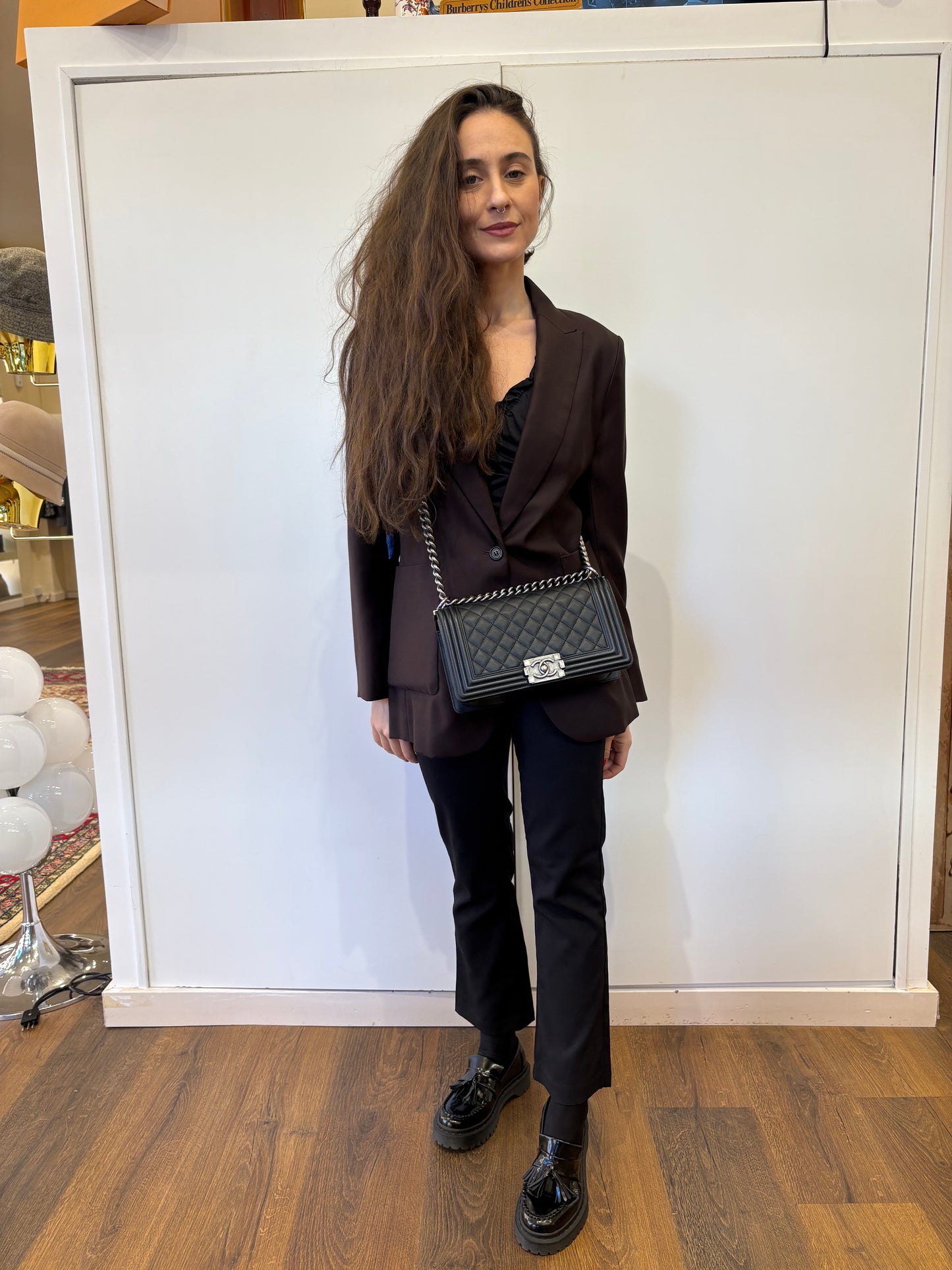 Chanel boy in pelle matelasse ‘ nera e rutenio