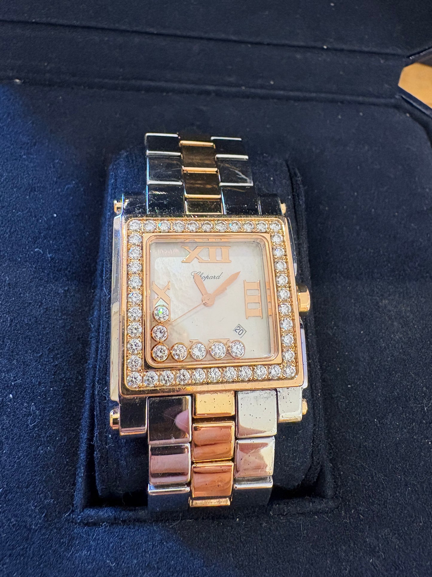 Orologio Chopard Happy Sport Con Diamanti, Acciaio E Oro Rosa 18k