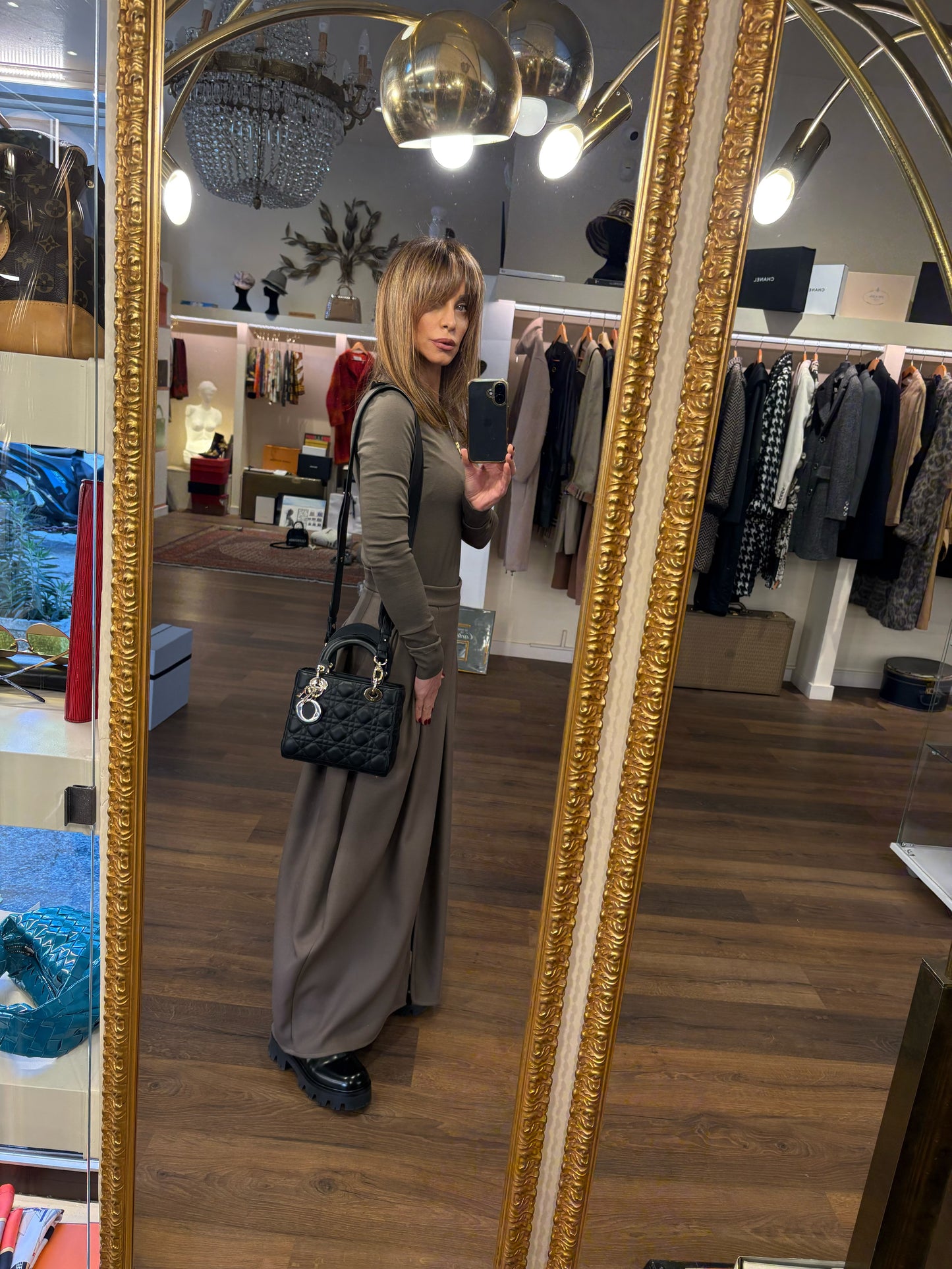 Lady Dior misura small  in agnello cannage nero