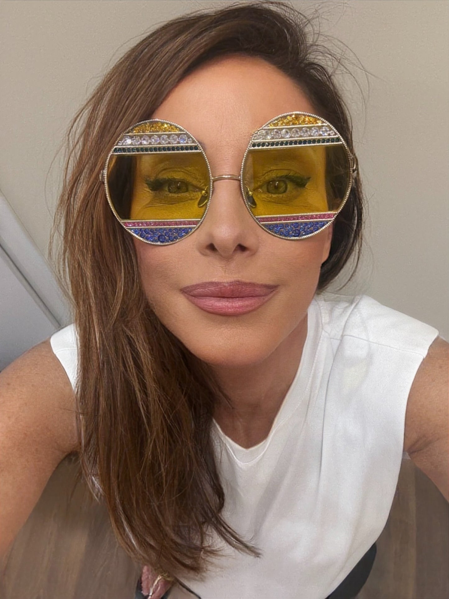 Dolce Gabbana occhiali over size lenti gialle e cristalli multicolor ( Lim. Edition)