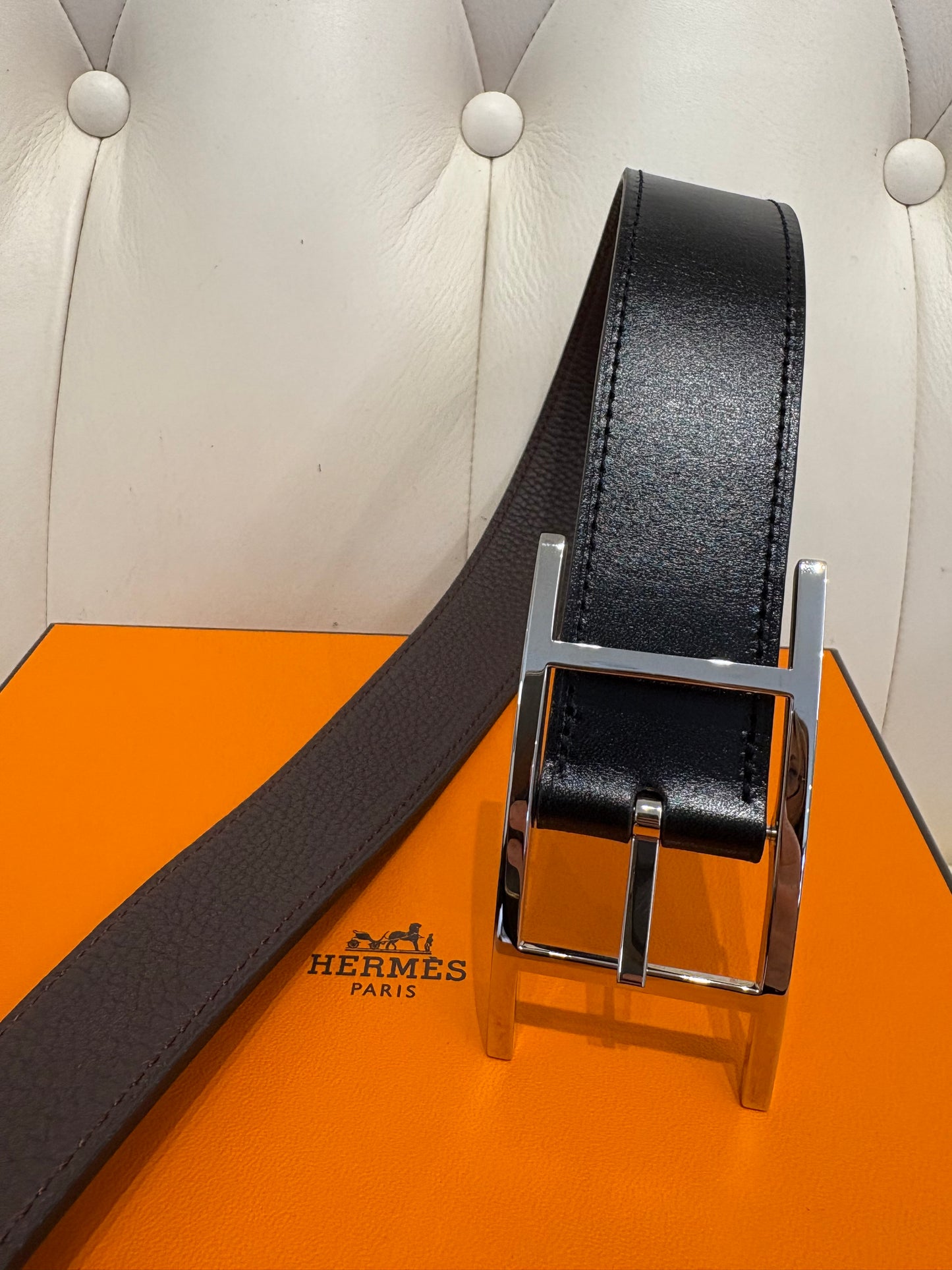 Hermès cintura uomo reversibile mis 100