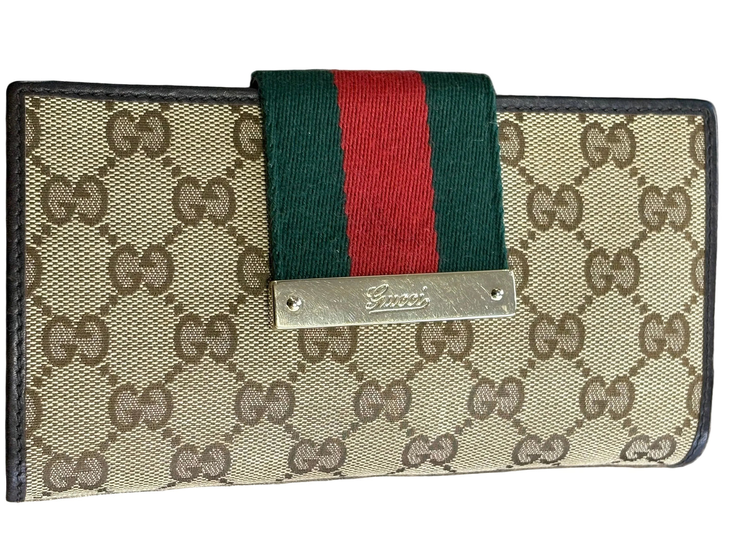 Gucci Continental portafoglio tela GG e fascia web