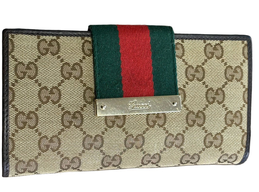 Gucci Continental portafoglio tela GG e fascia web