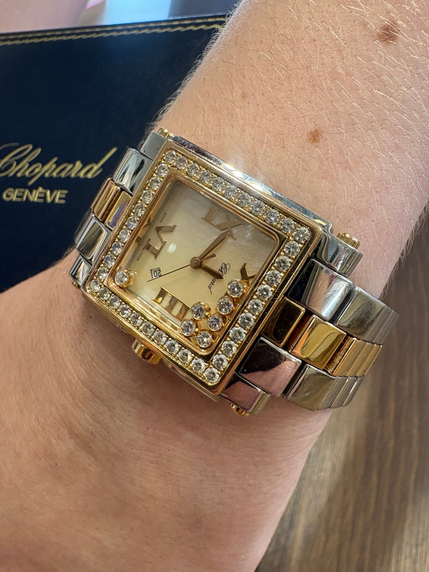 Orologio Chopard Happy Sport Con Diamanti, Acciaio E Oro Rosa 18k