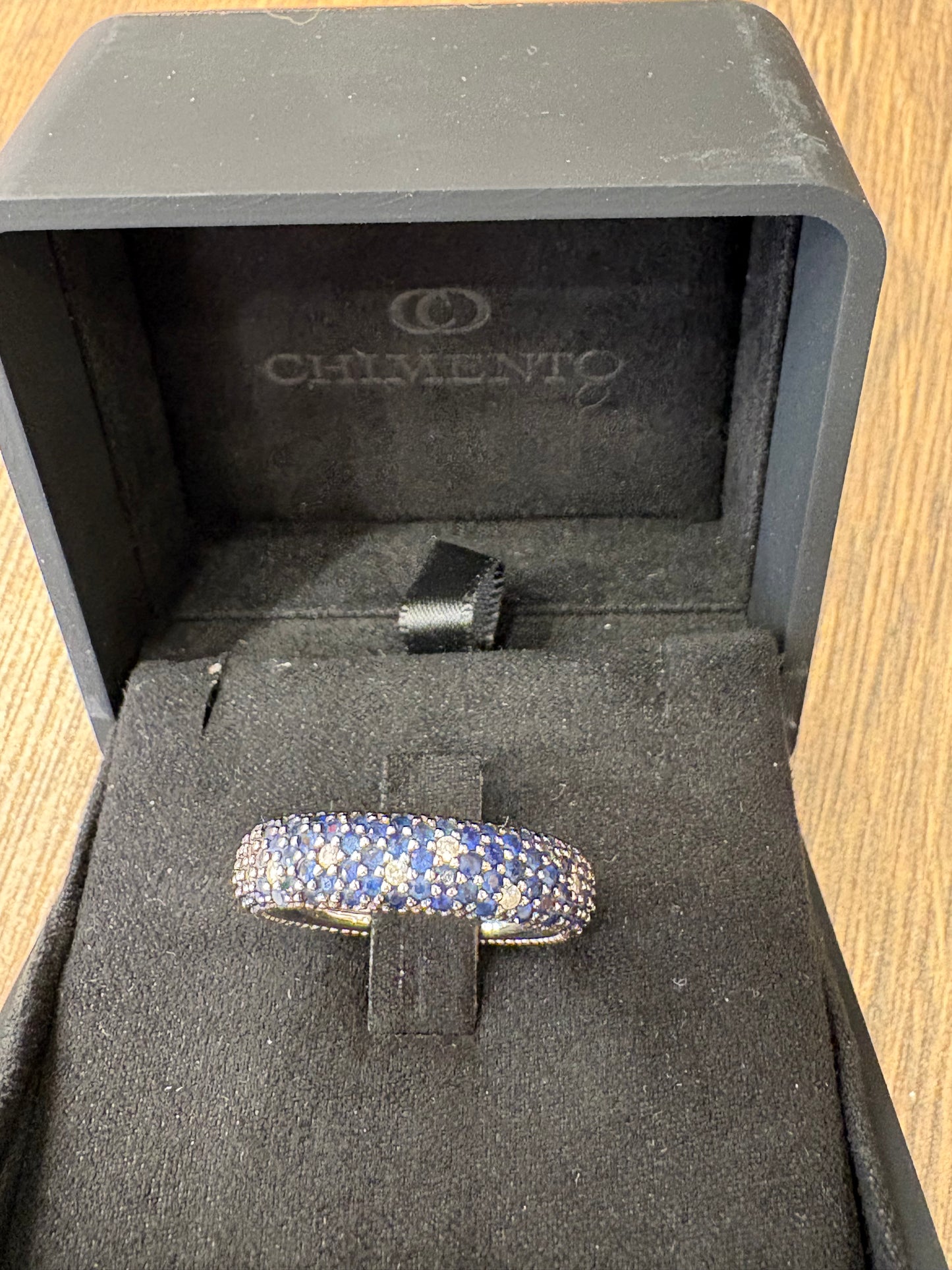 Anello Chimento Forever Star in Oro Giallo con Zaffiri Blu e Diamanti