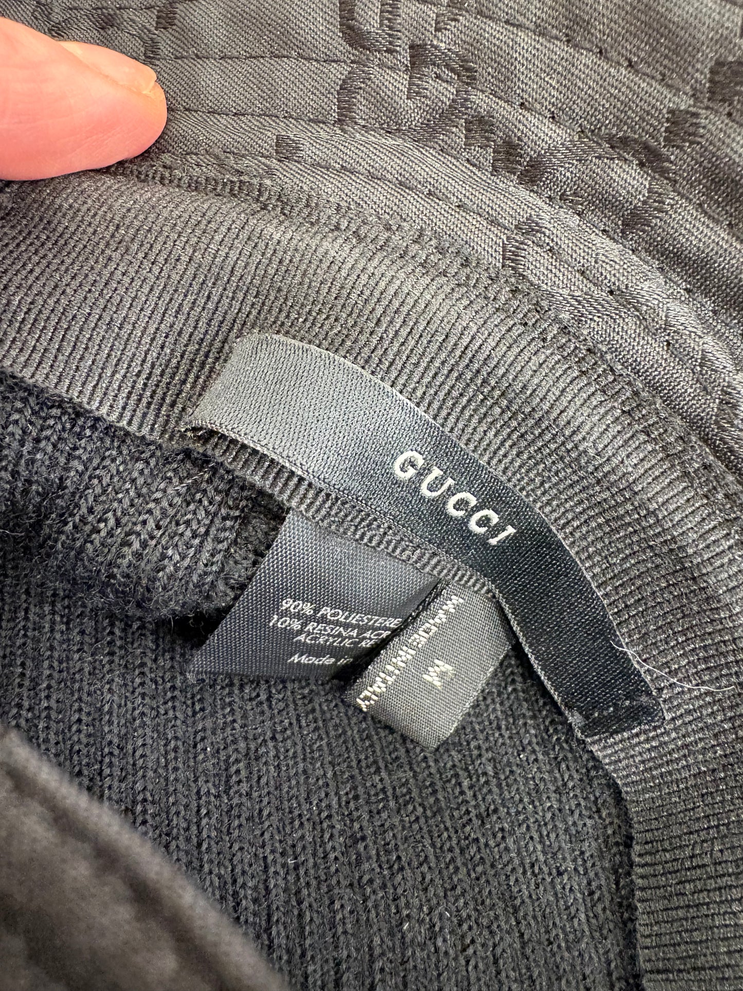 Gucci cappello pescatore in tela GG nera con logo jacquard tono su tono