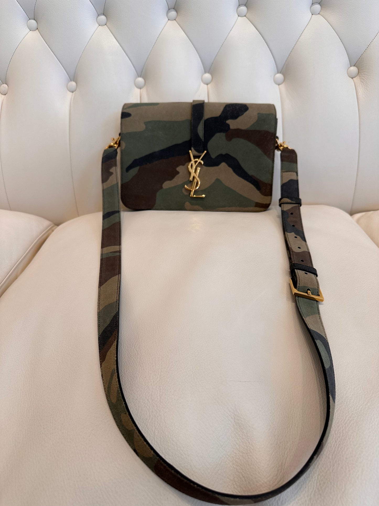 Ysl borsa Universite’ in camoscio camouflage