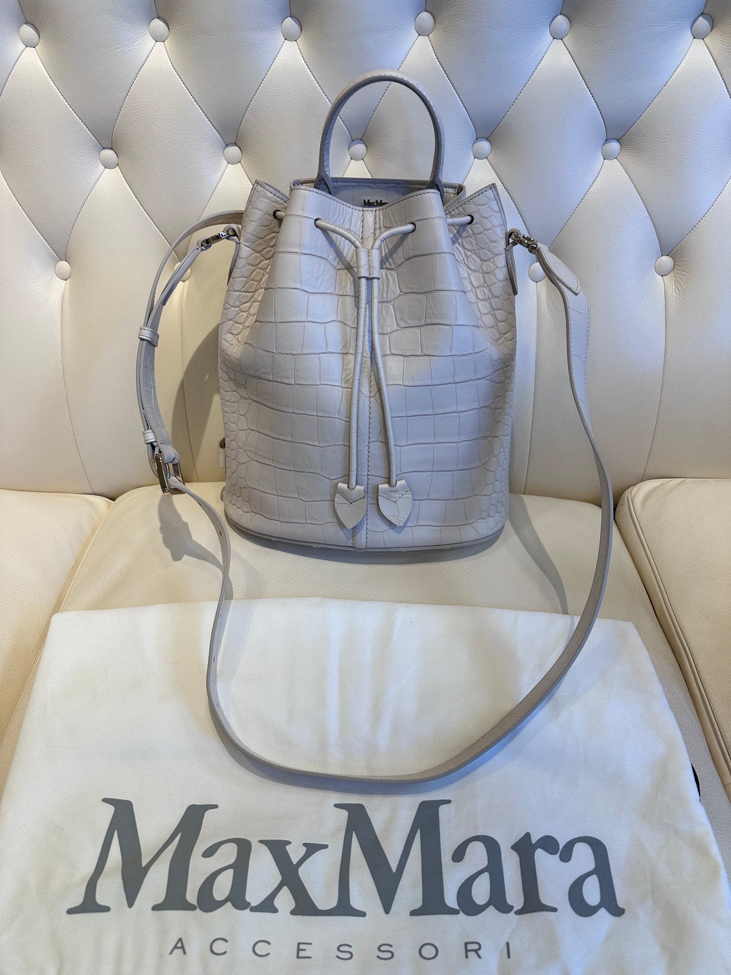 Max Mara borsa secchiello in pelle stampa cocco