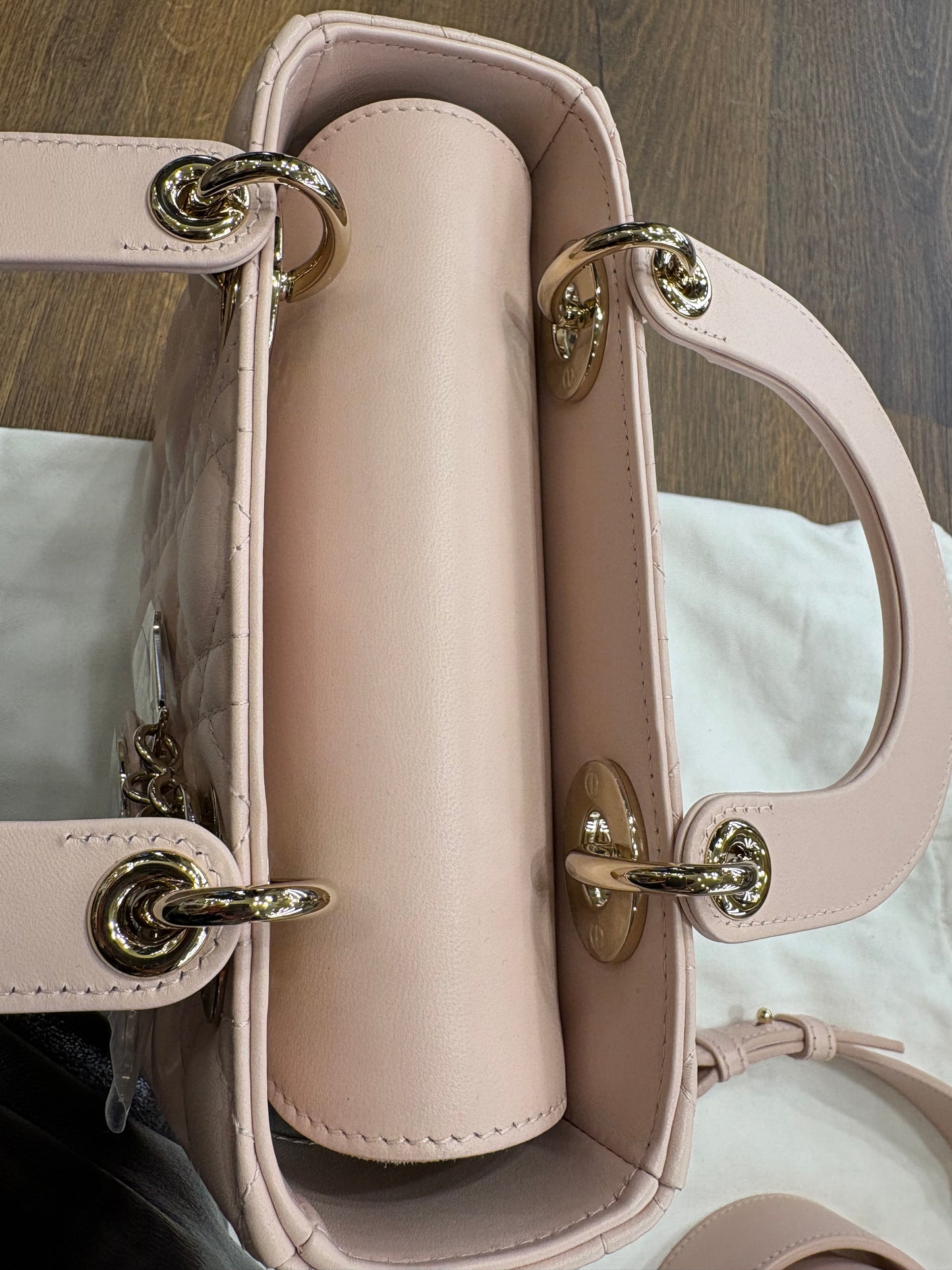 Dior Lady small in pelle cannage rosa hw gold