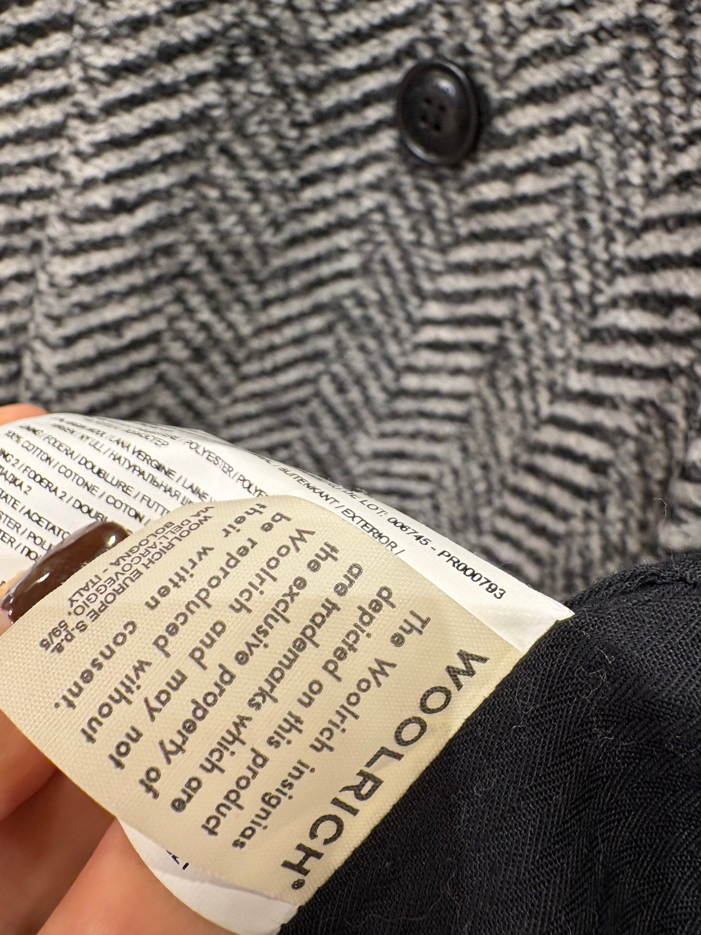 Woolrich cappottino tweed in lana resca doppio petto xs