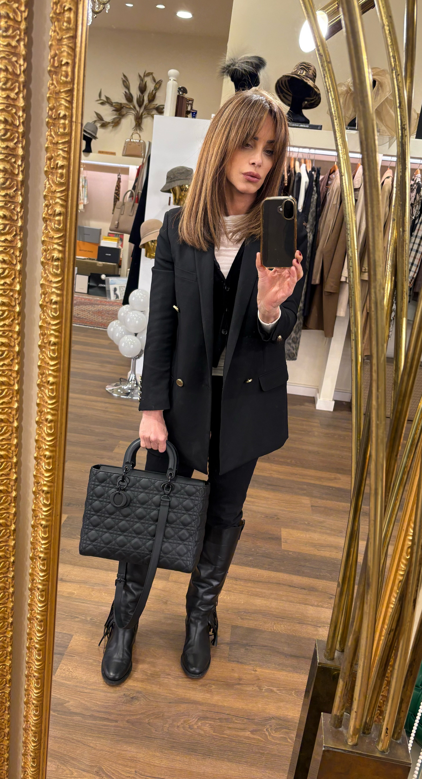 Lady Dior large in pelle ultra opaca cannage nero