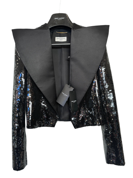 Saint Laurent cropped jacket paillettes