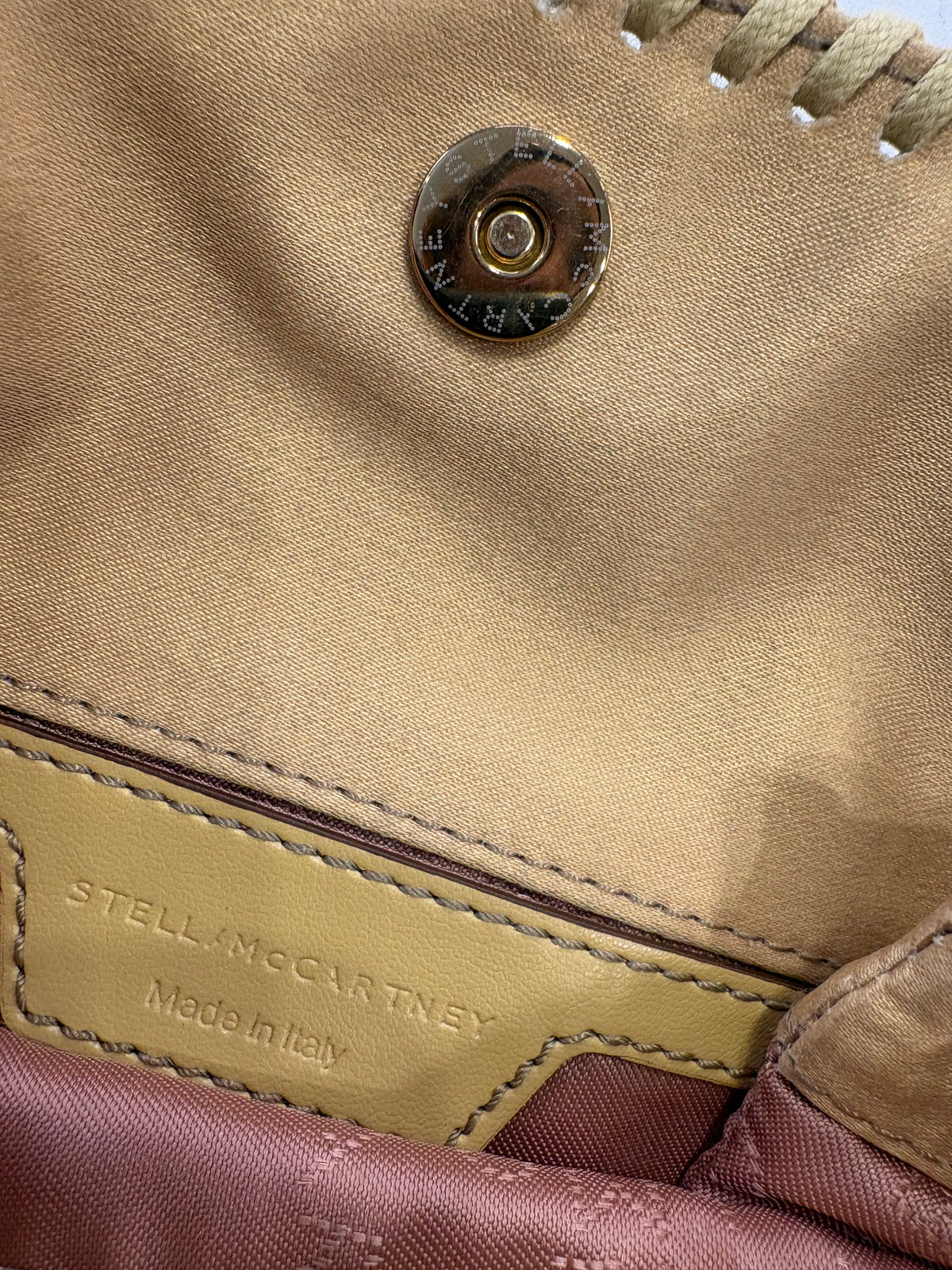 Stella McCartney Borsa Tote Falabella  Tiny in Rete di Cristalli Oro. Nuova