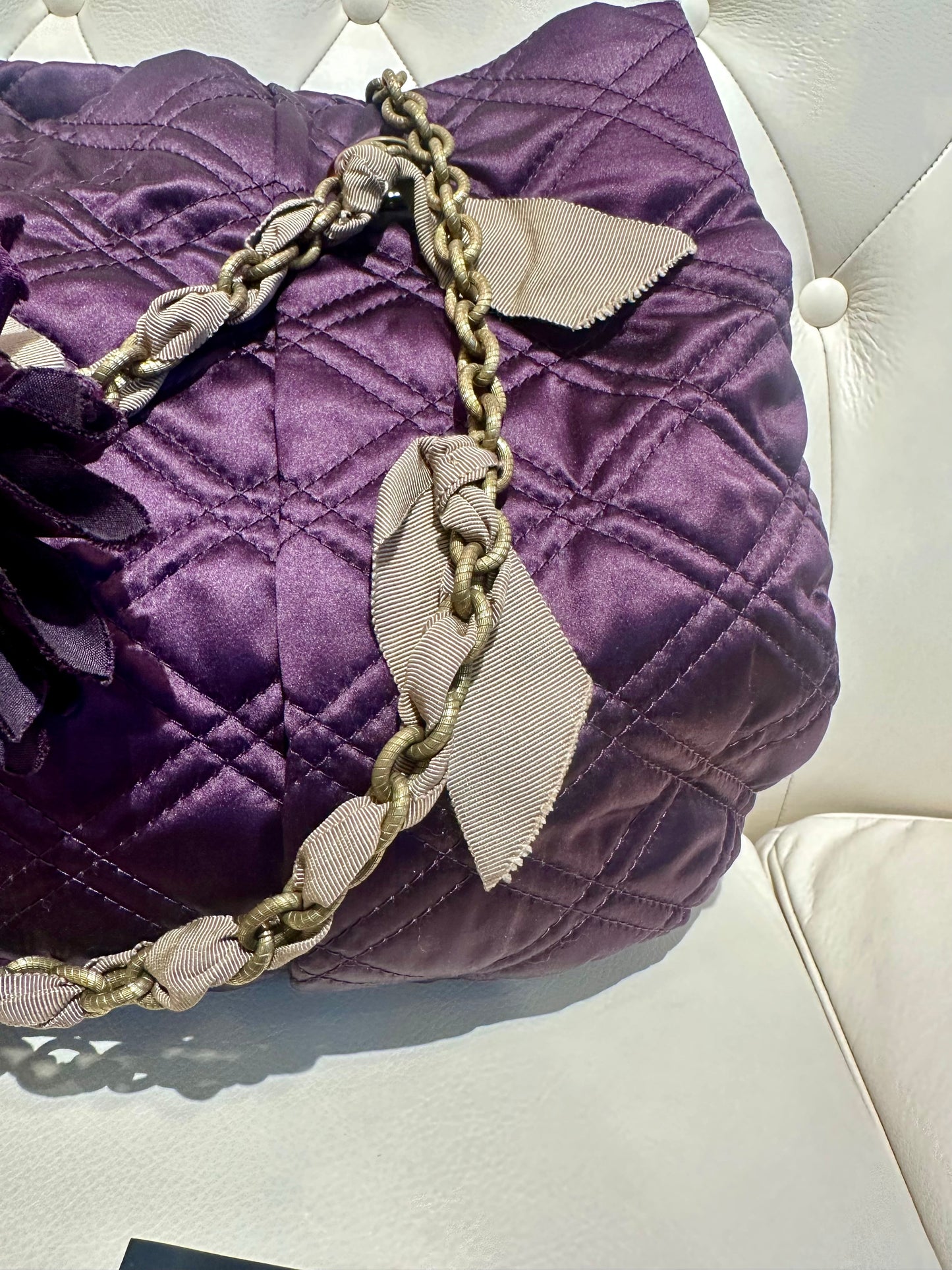 Lanvin Paris borsa a spalla in tela rasata viola