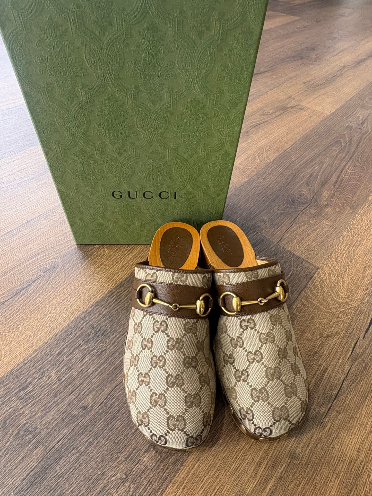 Gucci zoccolo in monogram GG in tela e finiture pelle 37 ( nuovo)