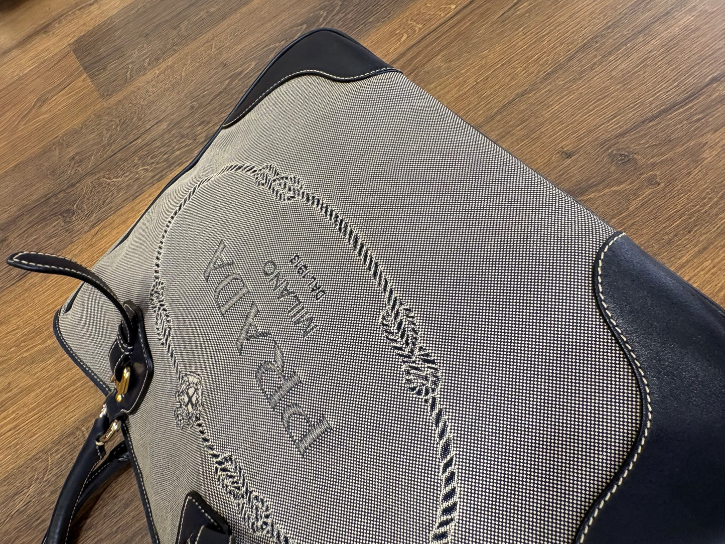 Prada borsa centenario in tela e pelle blu