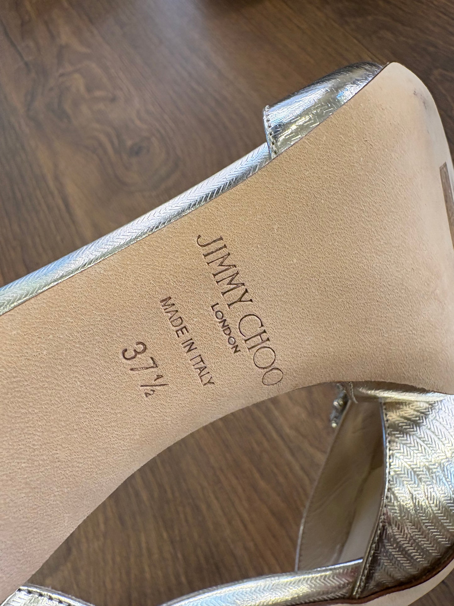 Jimmy Choo sandali oro con pietre effetto diamante n37,5. Nuovo