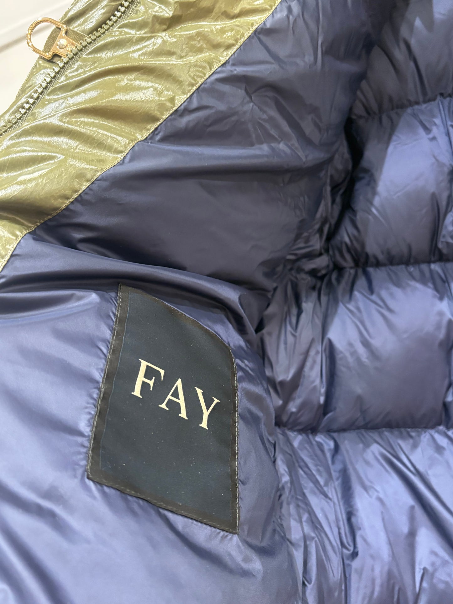 Fay piumino verde salvia ganci oro chiaro M