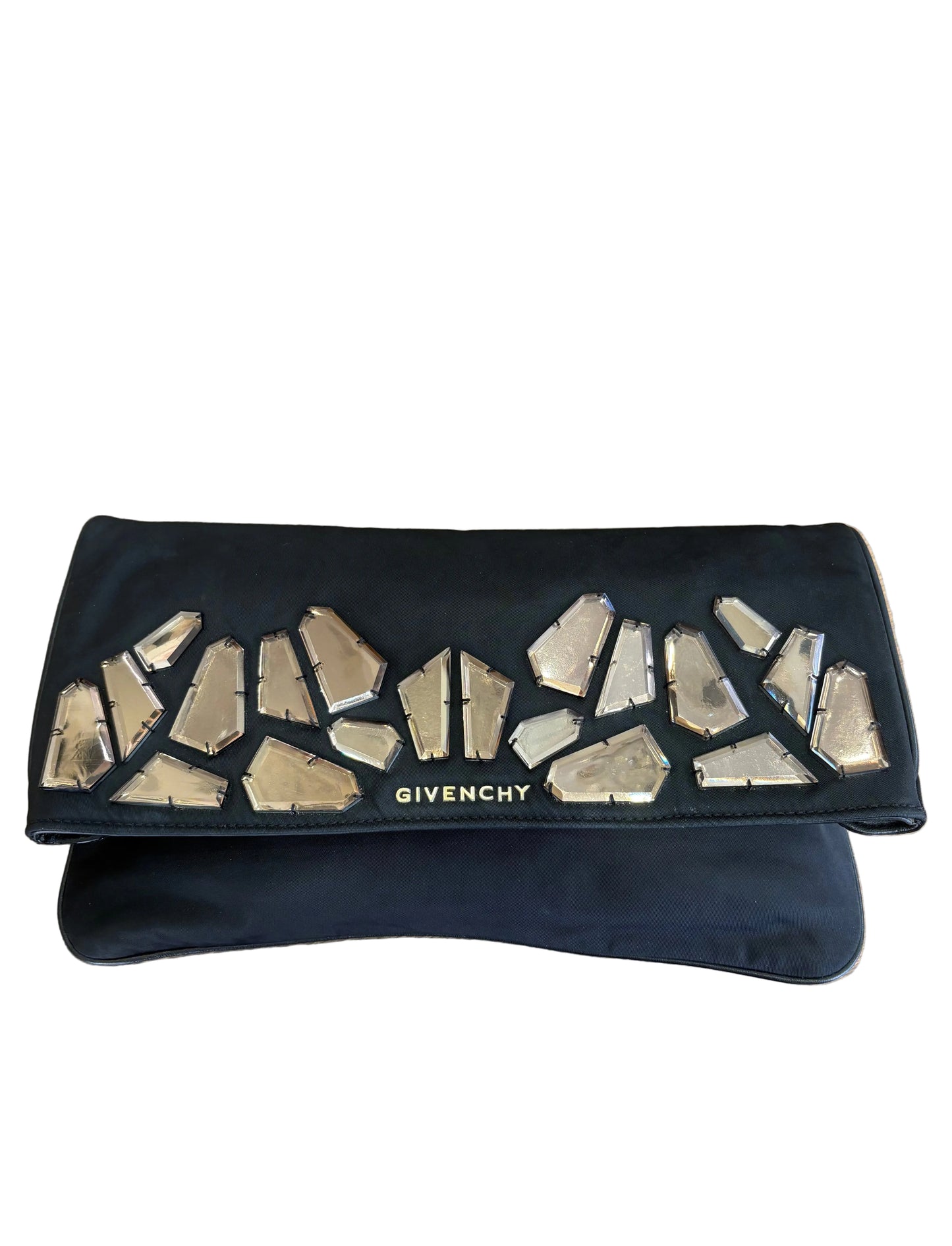 Givenchy pochette nylon e specchietti ambrati