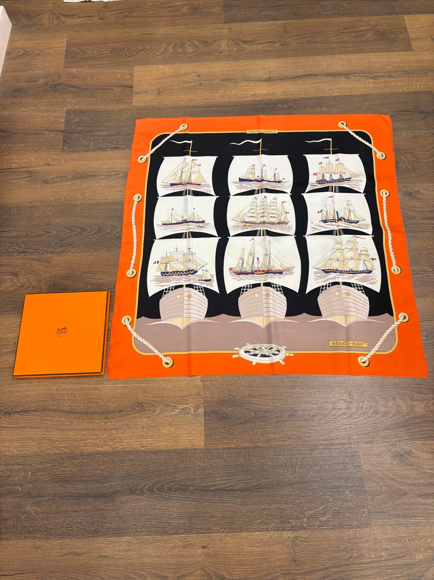 Hermès carre’  seta 90x90 Le Grand Largue