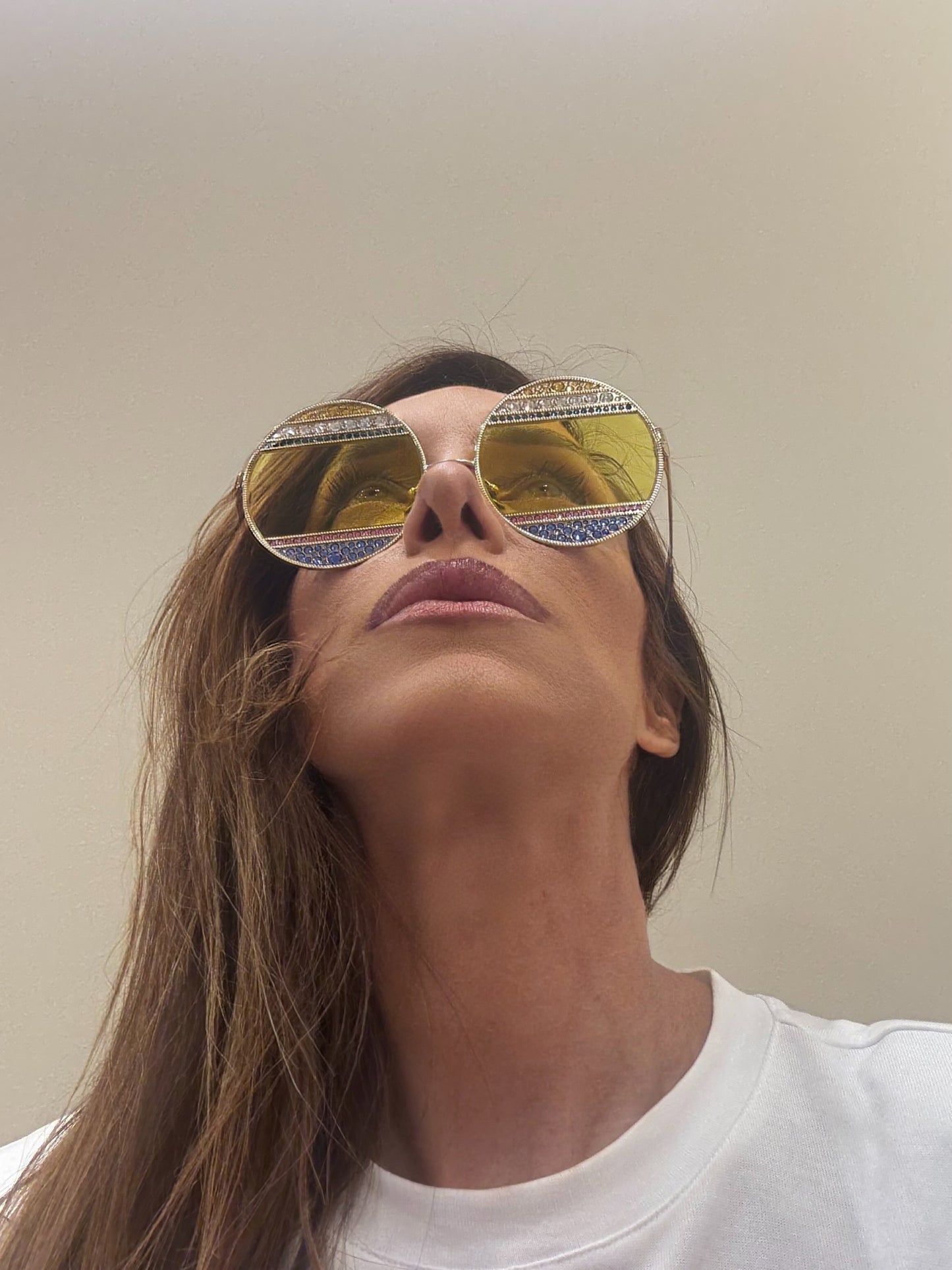 Dolce Gabbana occhiali over size lenti gialle e cristalli multicolor ( Lim. Edition)