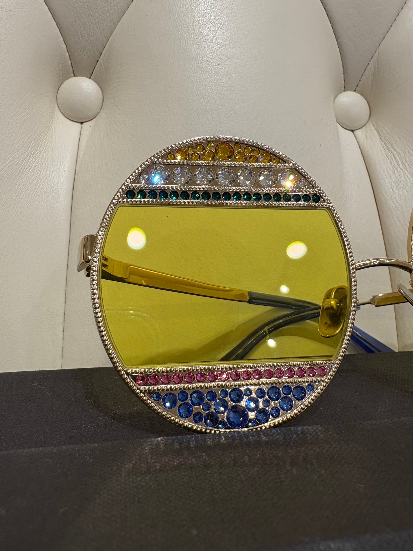 Dolce Gabbana occhiali over size lenti gialle e cristalli multicolor ( Lim. Edition)