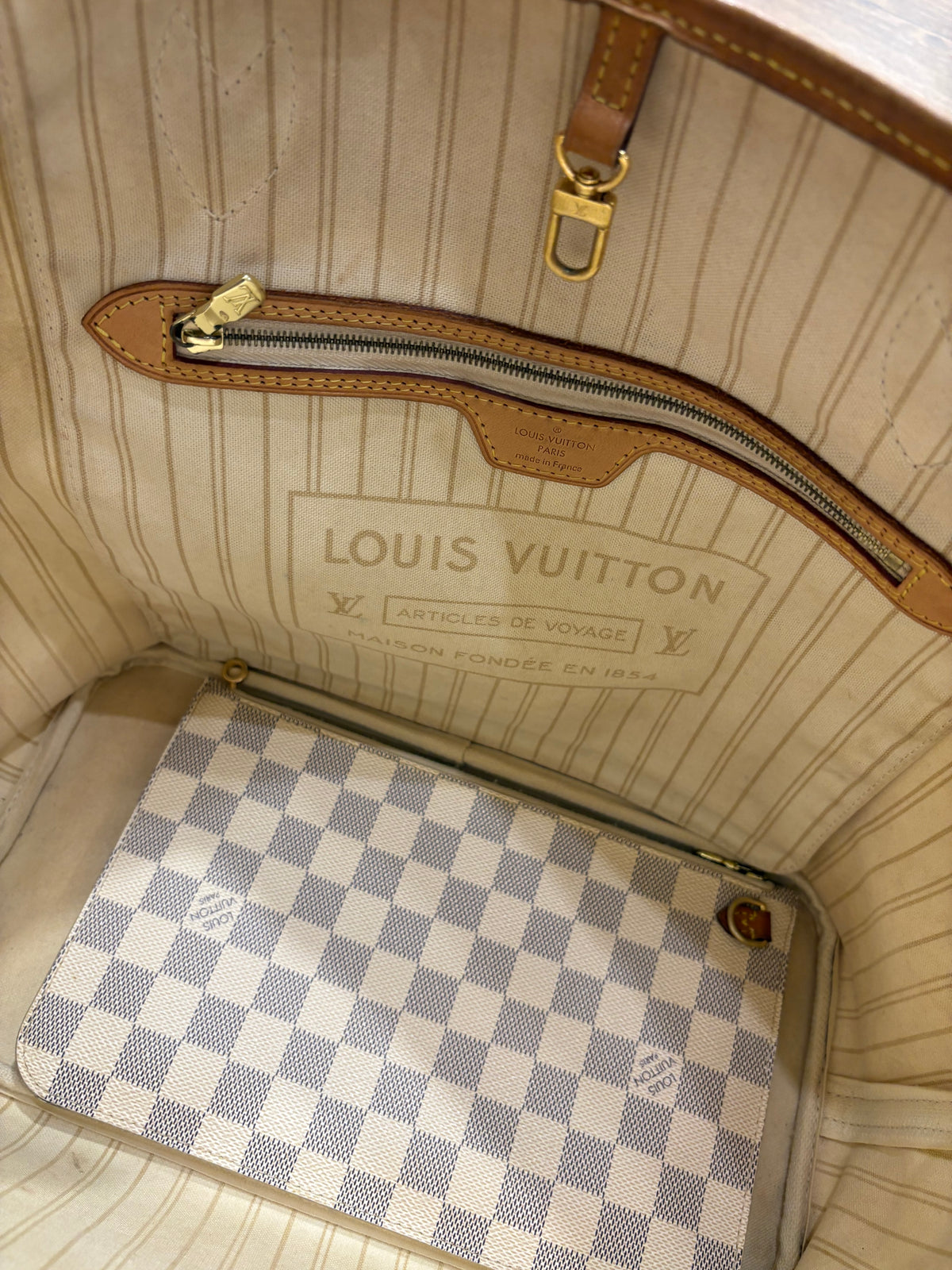 Louis Vuitton Neverfull MM in Tela Damier Azur