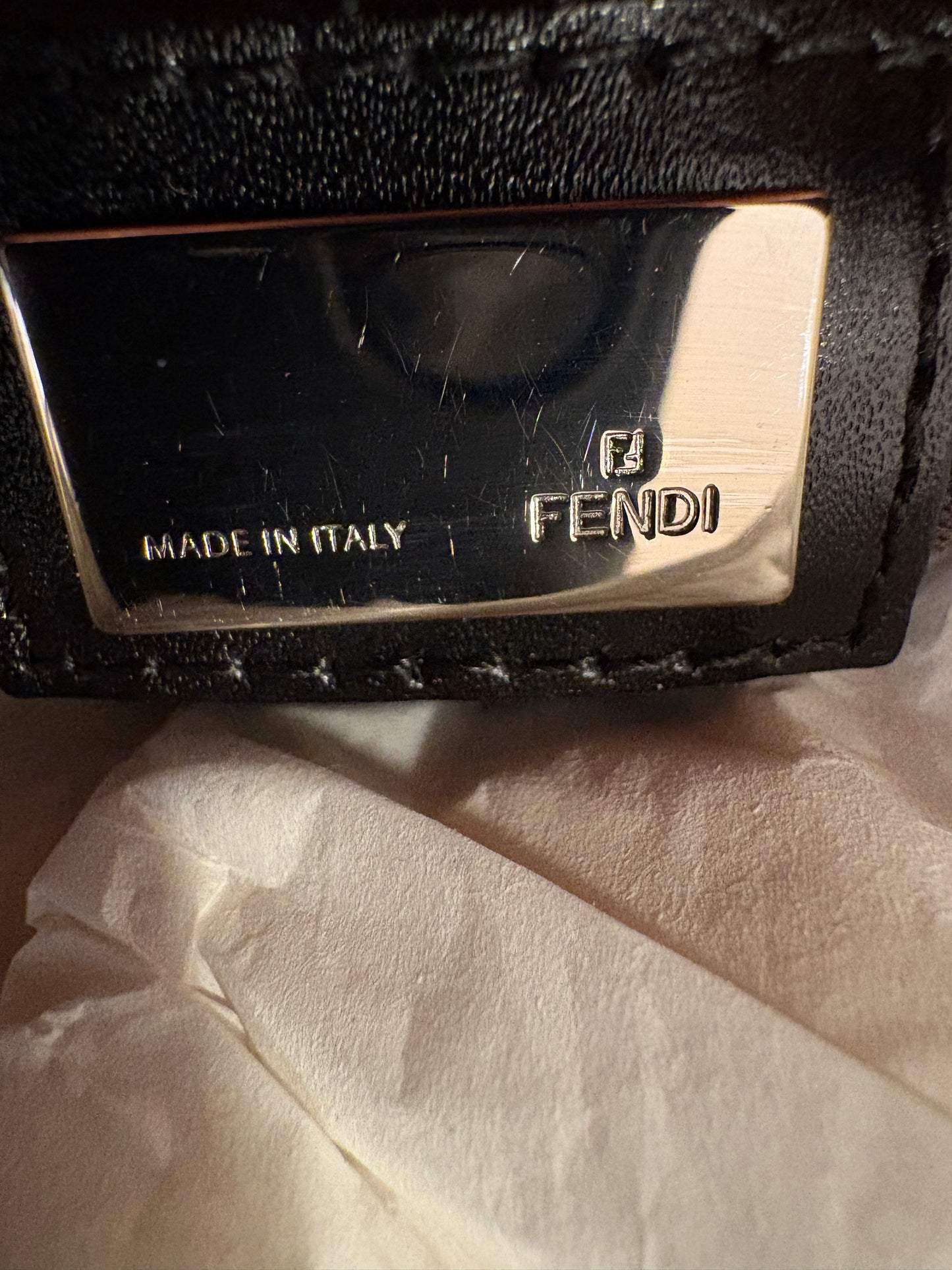 Fendi Boston bauletto vintage tessuto e pelle nero