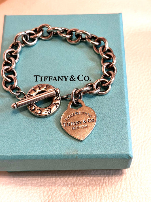 Tiffany Bracciale Heart Tag chiusura toggle in argento