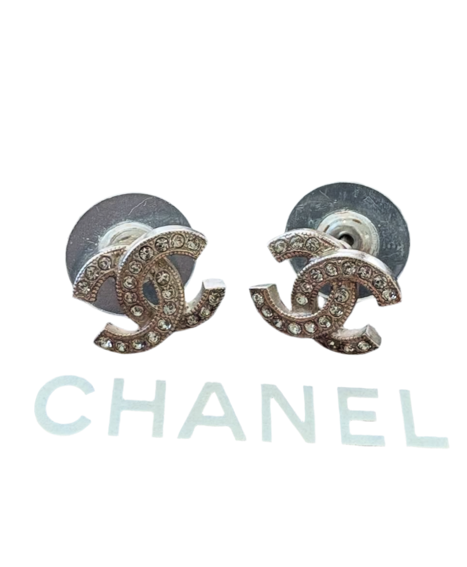 Chanel orecchini CC logo in metallo silver