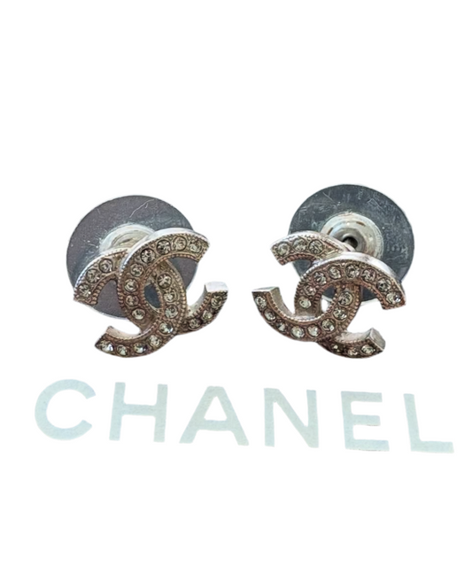 Chanel orecchini CC logo in metallo silver