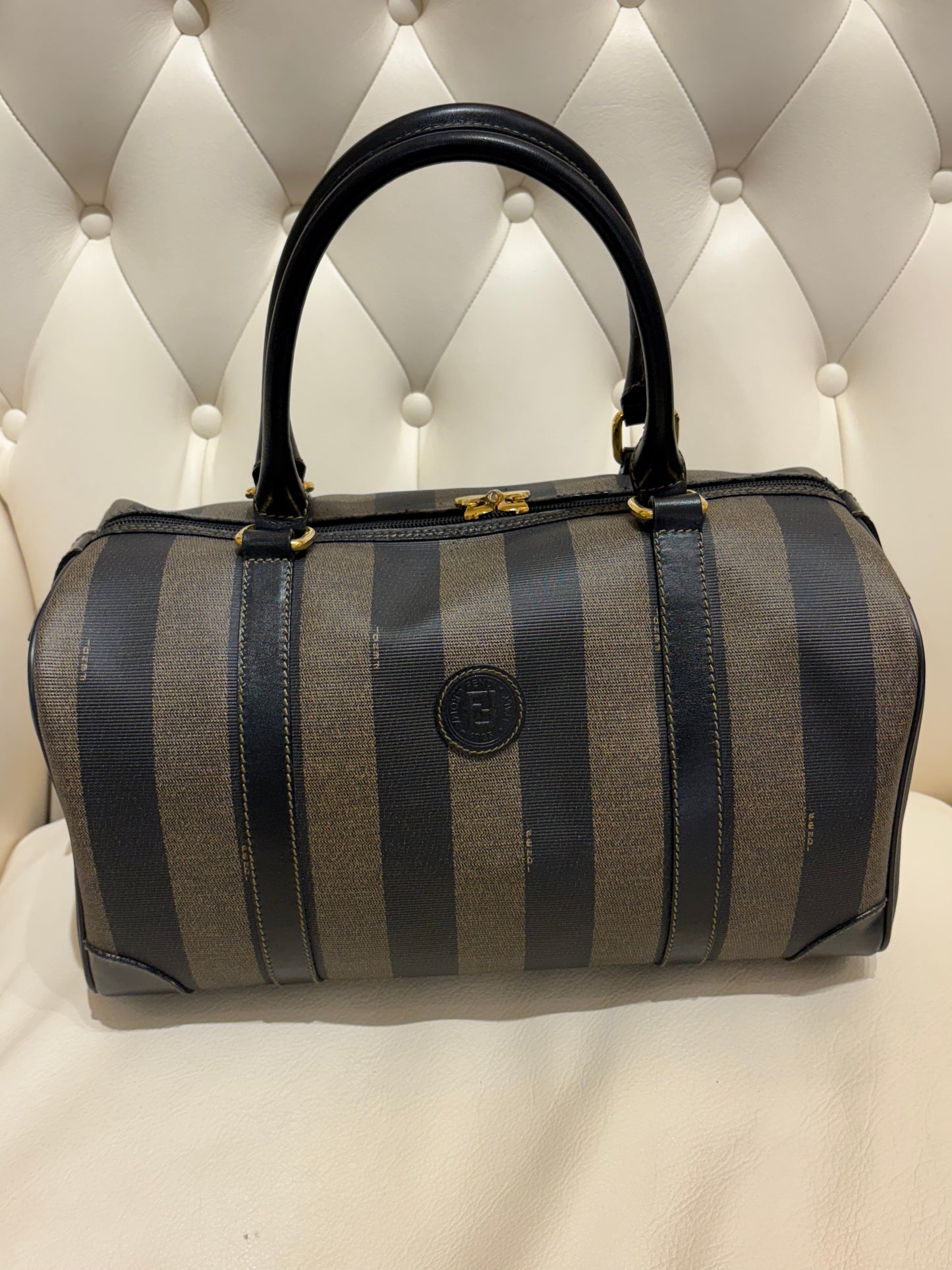 Fendi borsa bauletto manici pelle