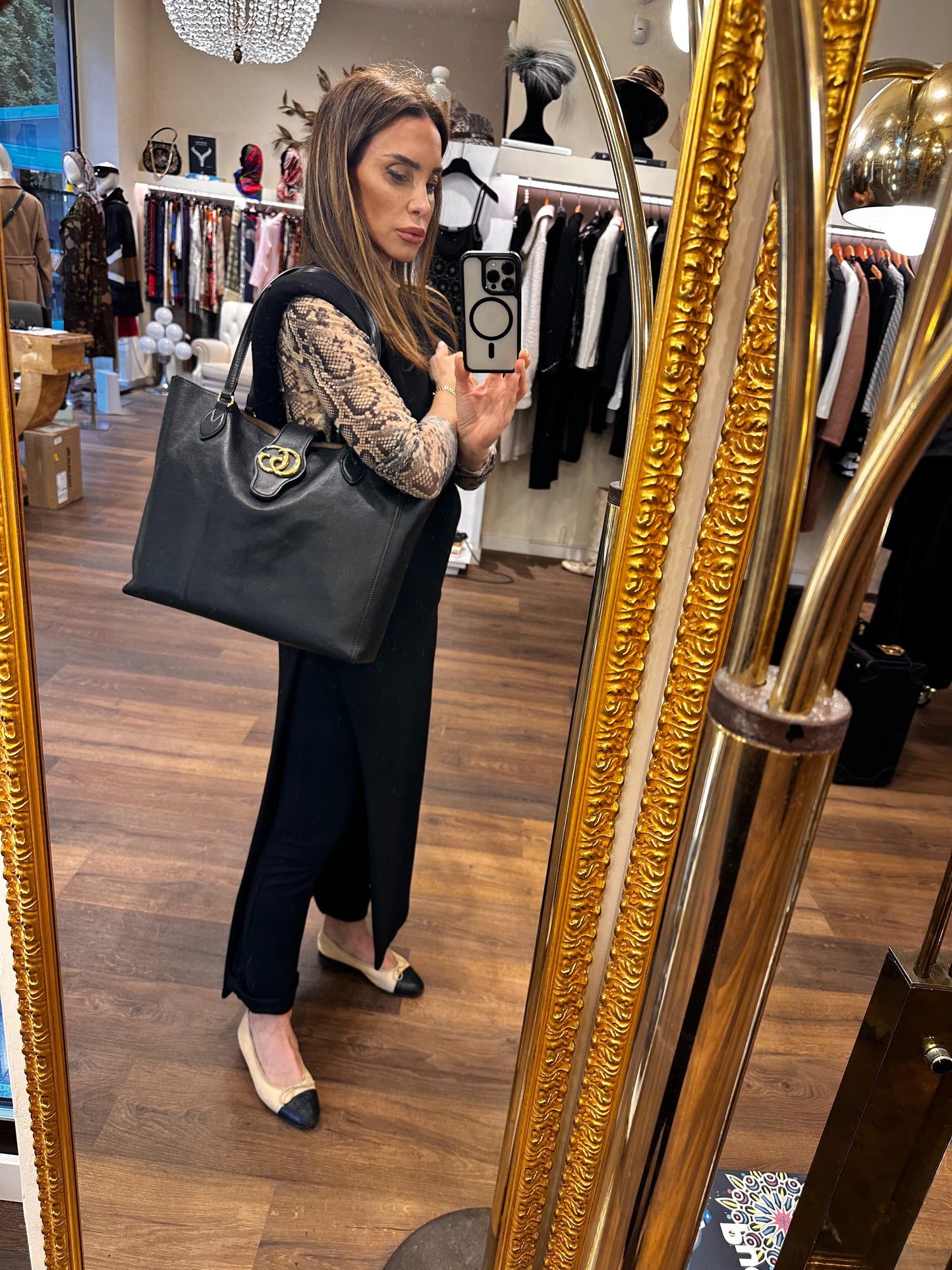 Gucci Dahalia  borsa shopping in pelle