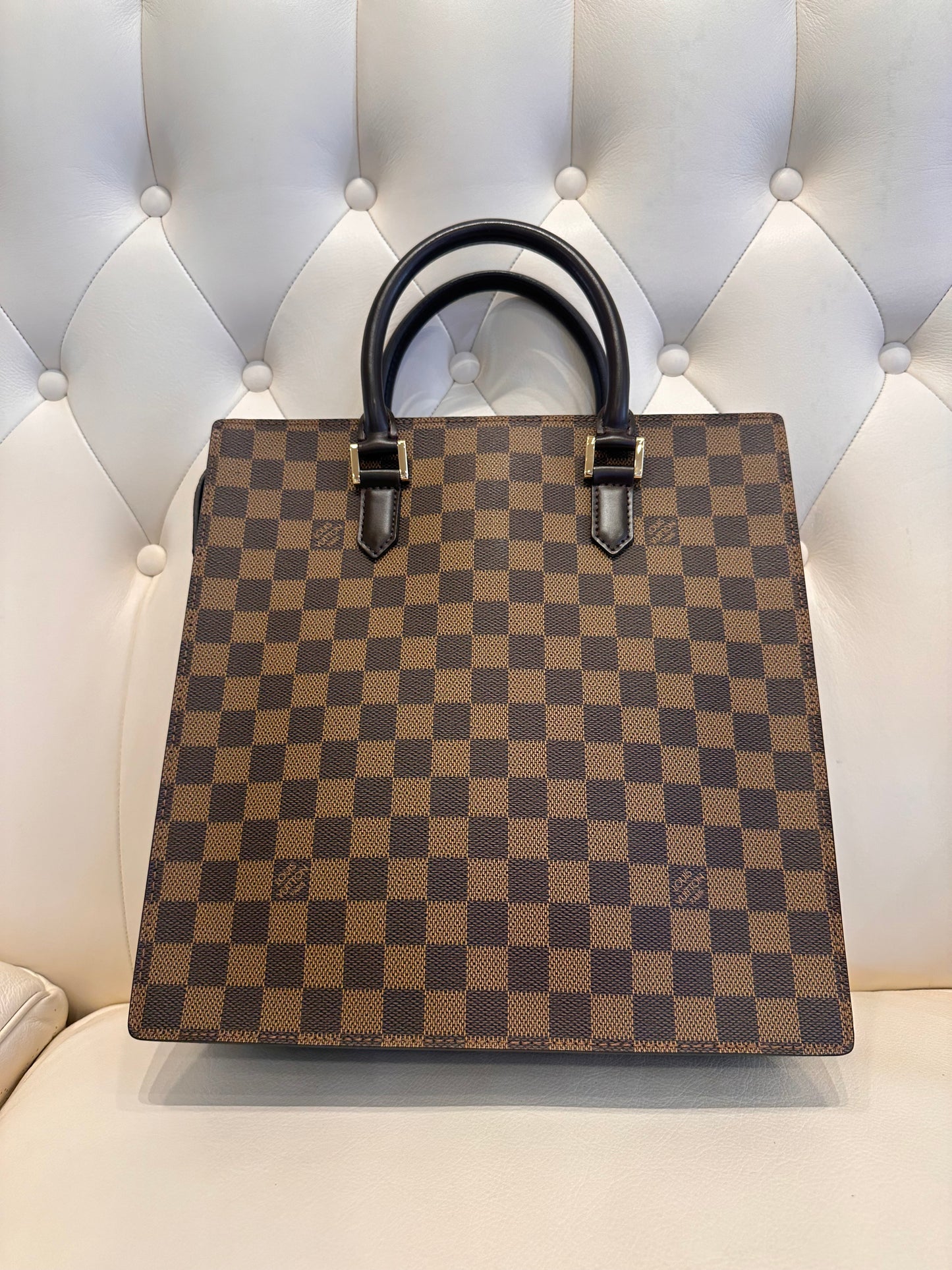 Louis Vuitton borsa a mano Sac Plat pm in tela ebene damier