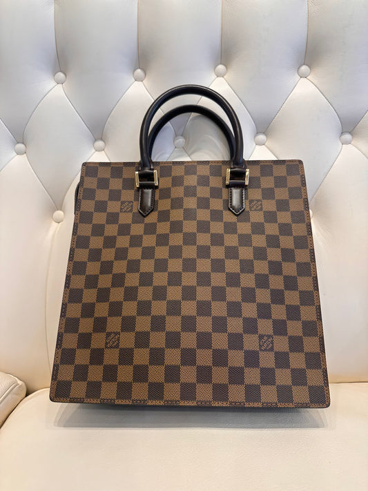 Louis Vuitton borsa a mano Sac Plat pm in tela ebene damier