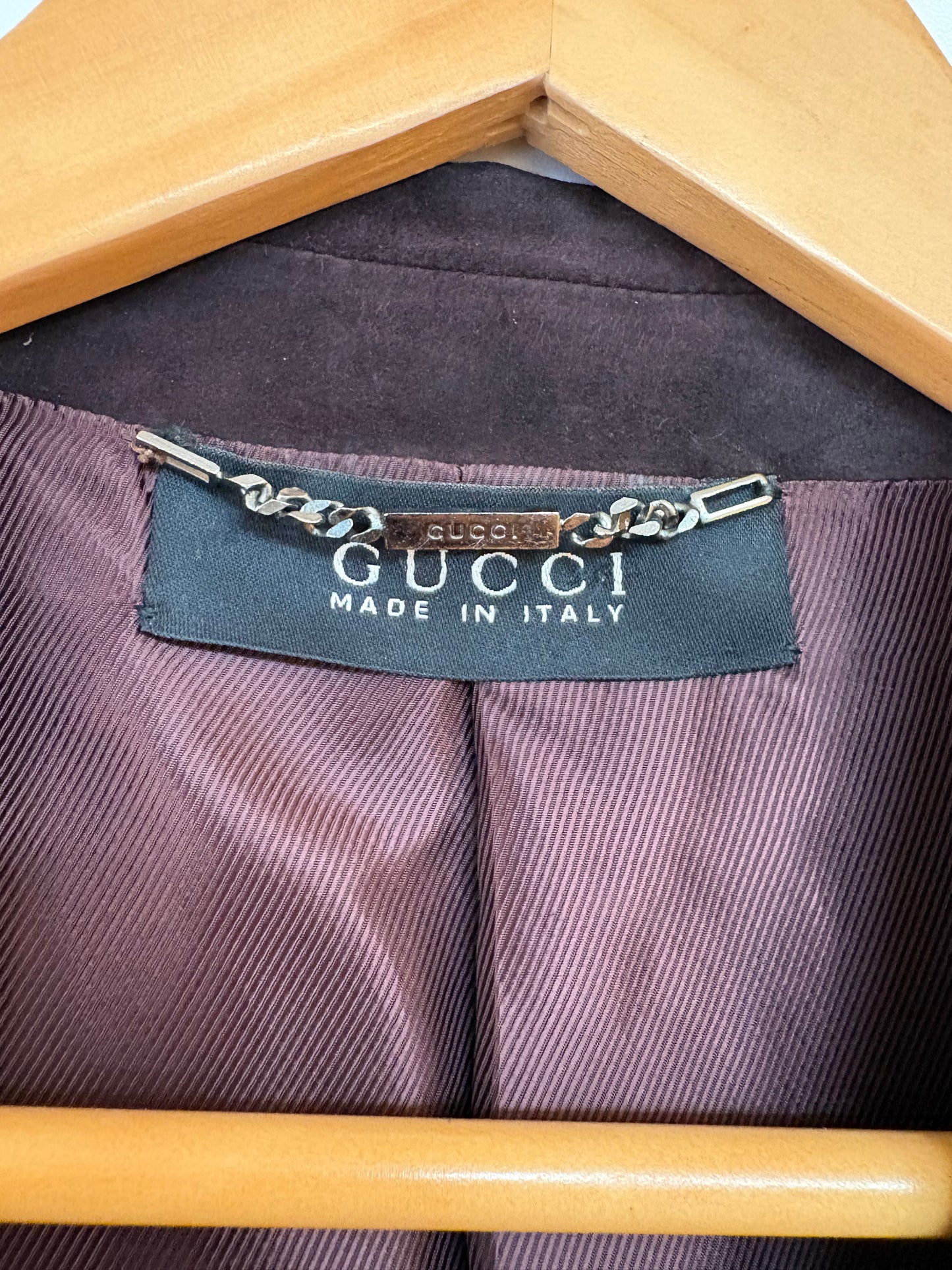 Gucci giacca in camoscio melanzana 38