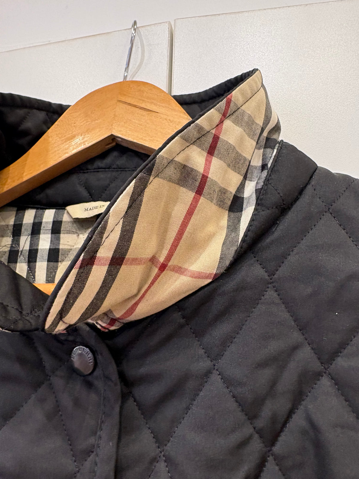 Burberry piumino mezzo peso tecnico imbottito interno check 46
