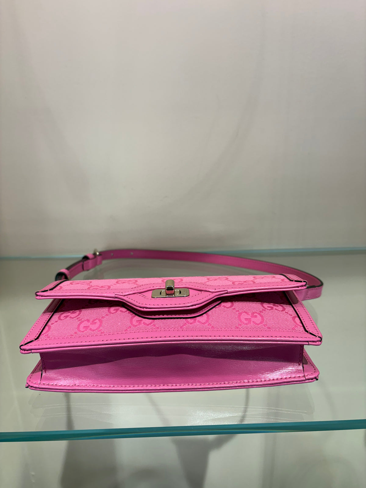 Gucci Borsa a Spalla Luce Mini in Tela GG Monogram Rose Dark Blossom. Nuova