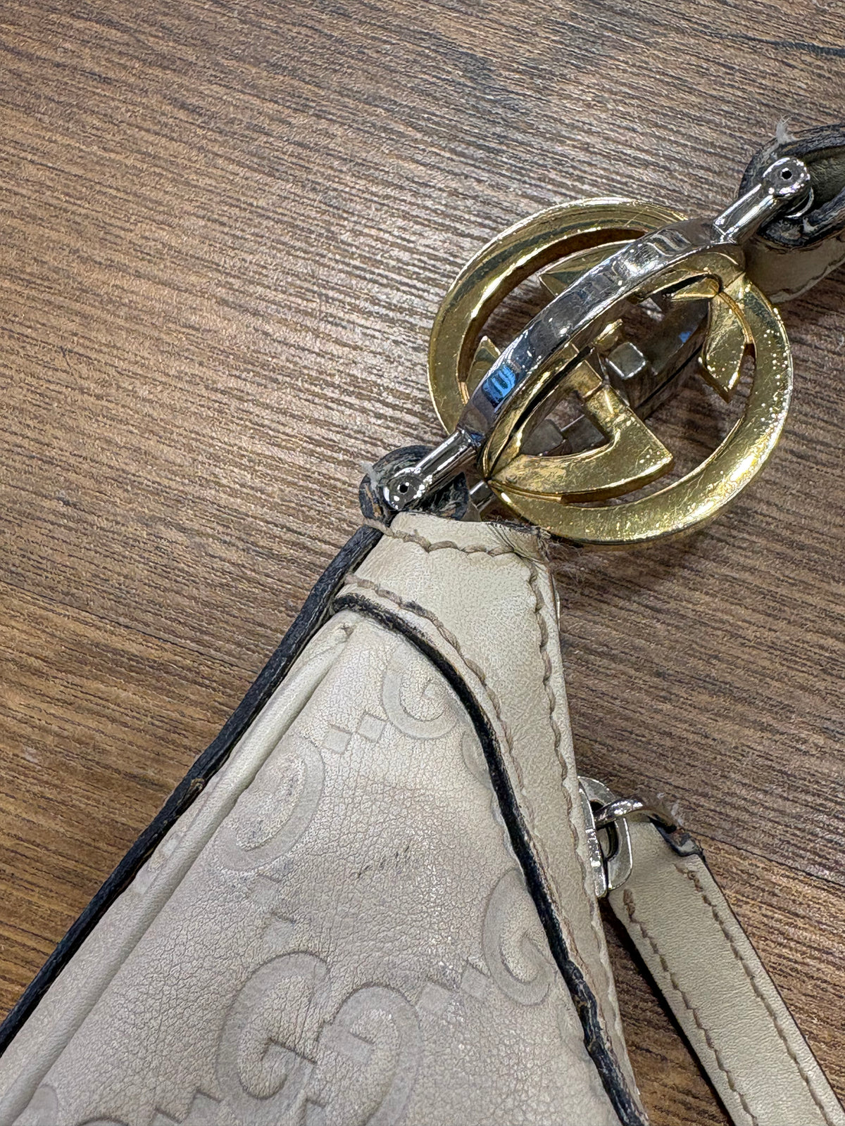 Gucci Borsa Spalla Twins Hobo in Pelle Guccissima Medium Bianco Avorio