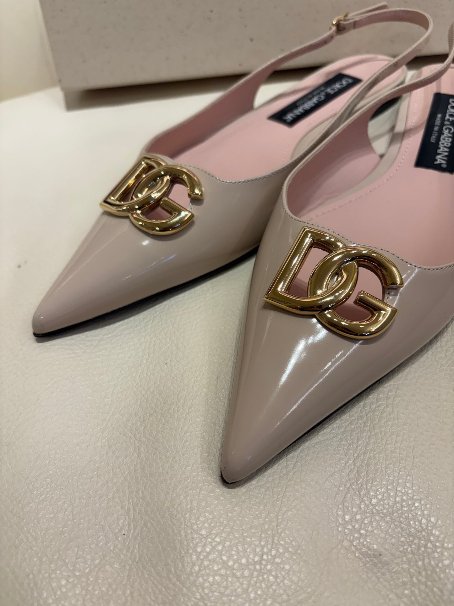 Dolce & Gabbana sling back pelle vernice rosa 38,5