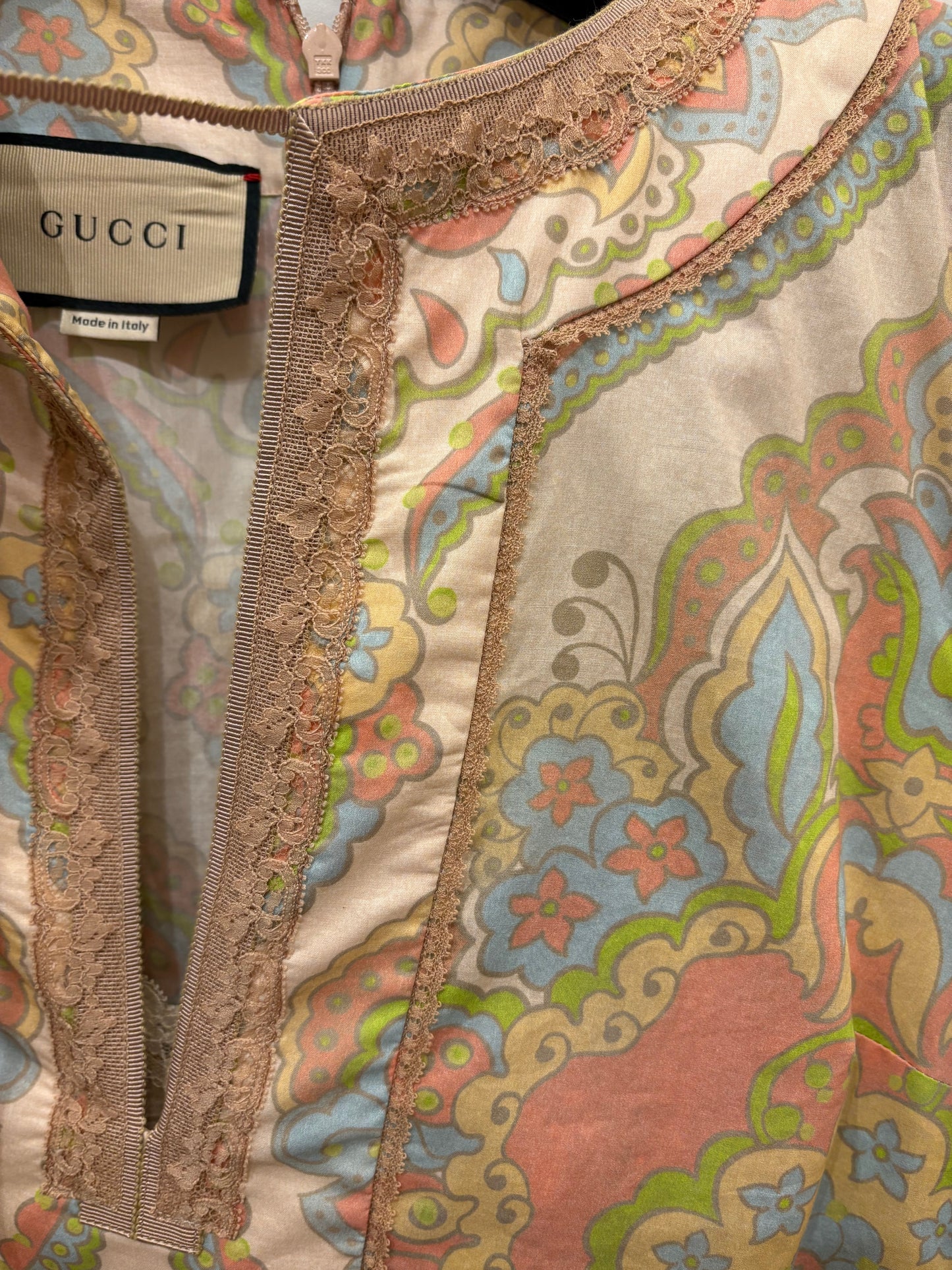 Gucci Kaftano in cotone stampato maniche ampie