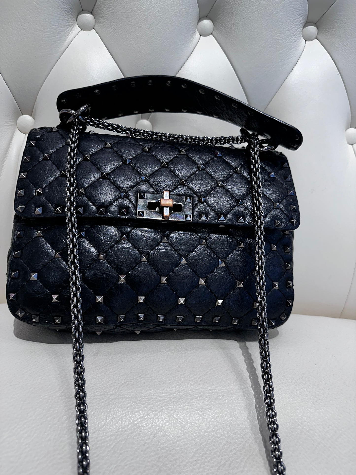 Valentino borsa media Rockstud Spike in nappa