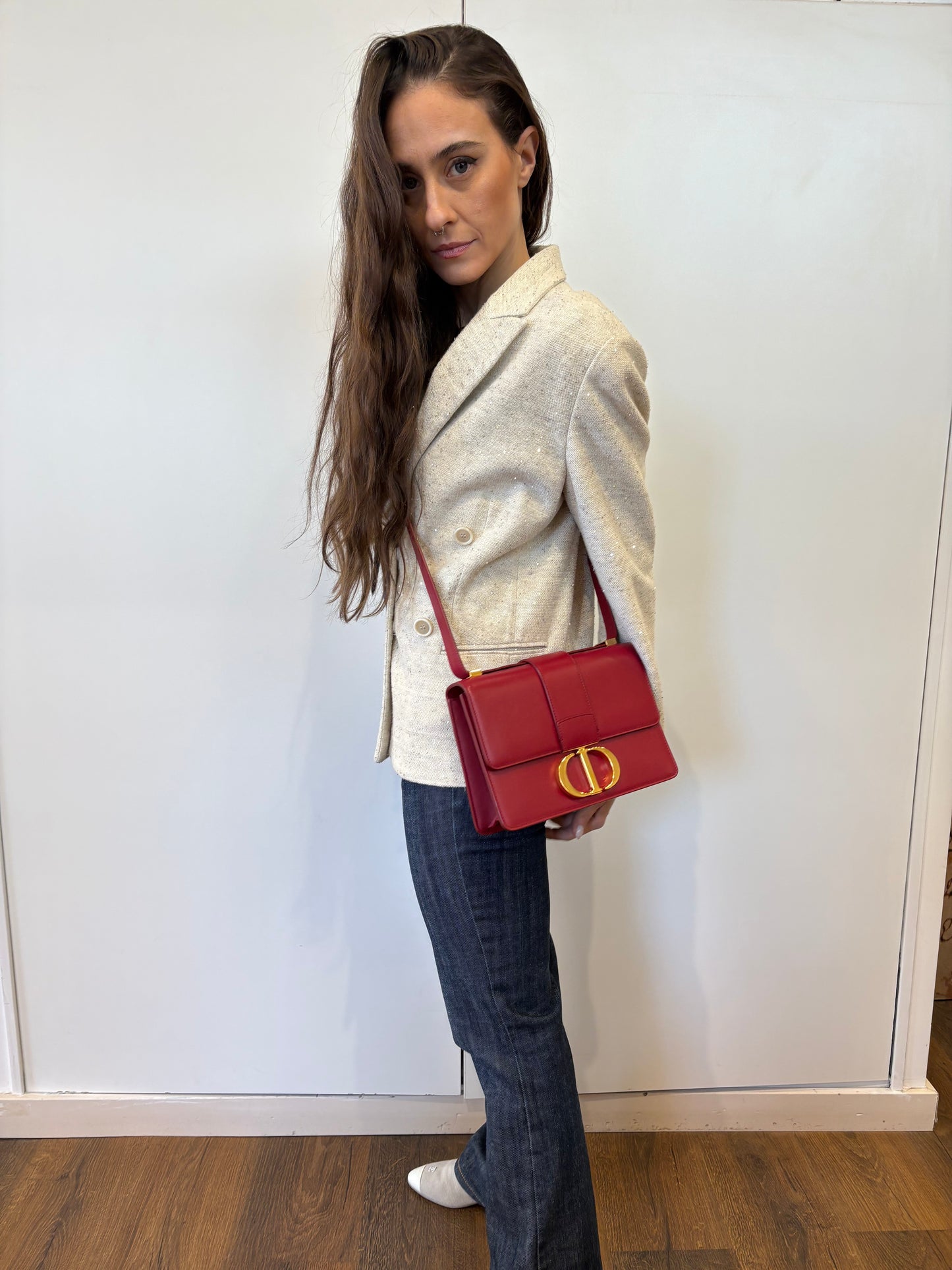 Dior borsa Montaigne30 in vitello rosso