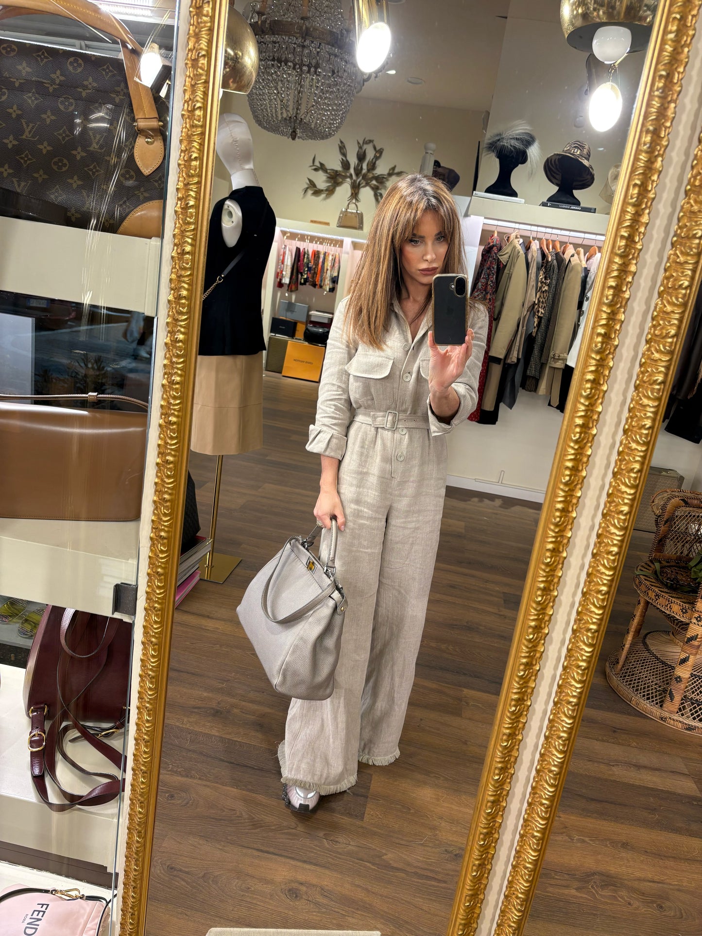 Fendi Peekaboo Selleria grigio / tortora