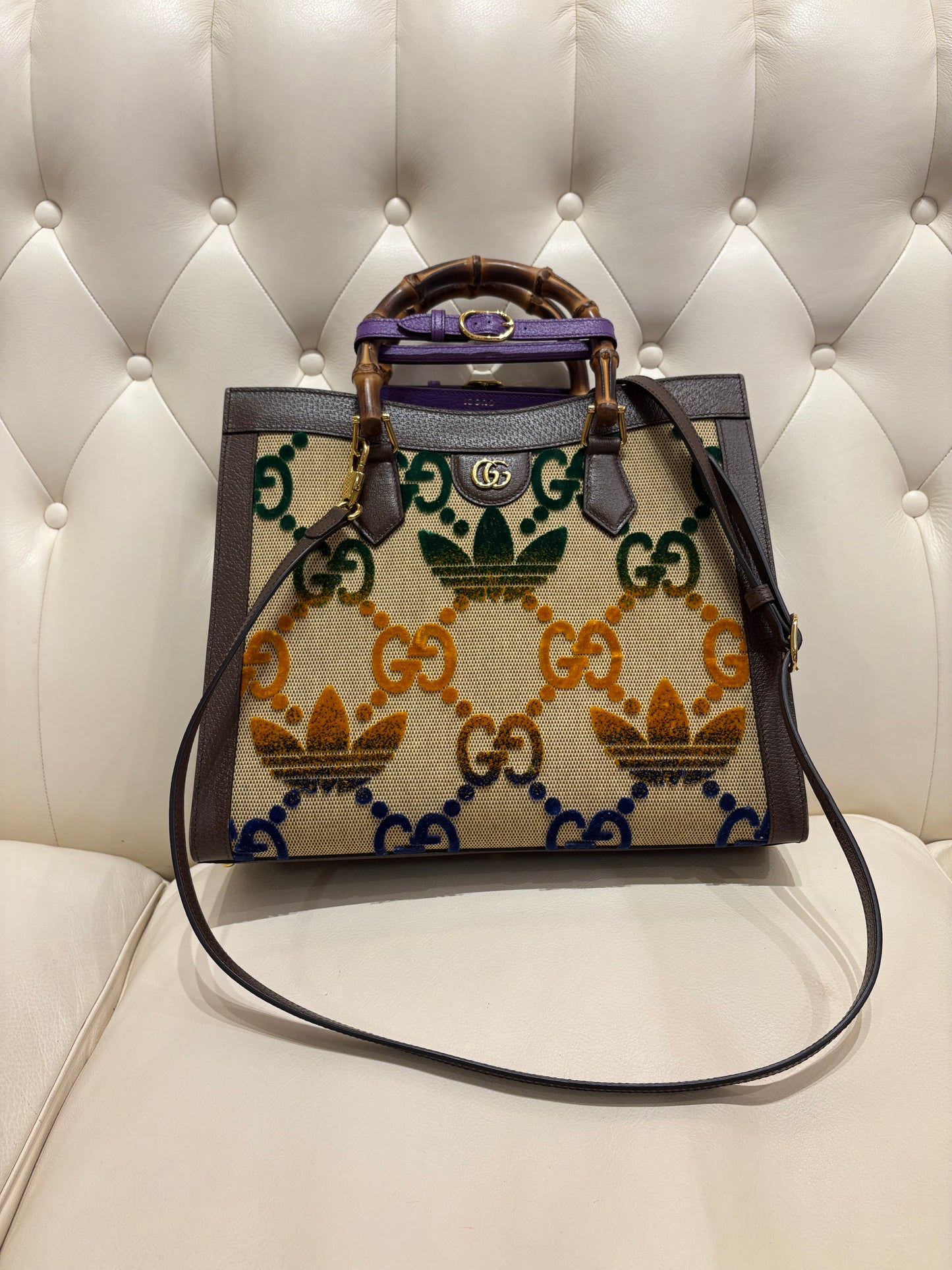 Gucci Diana X Adidas borsa velluto media