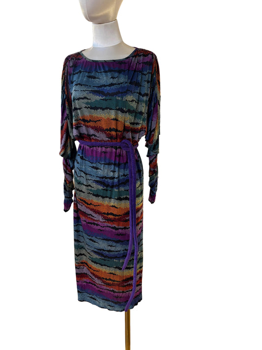 Missoni abito vintage in maglina di seta con cintura in pelle