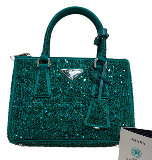 Borsa Prada Galleria micro in raso con decorazioni