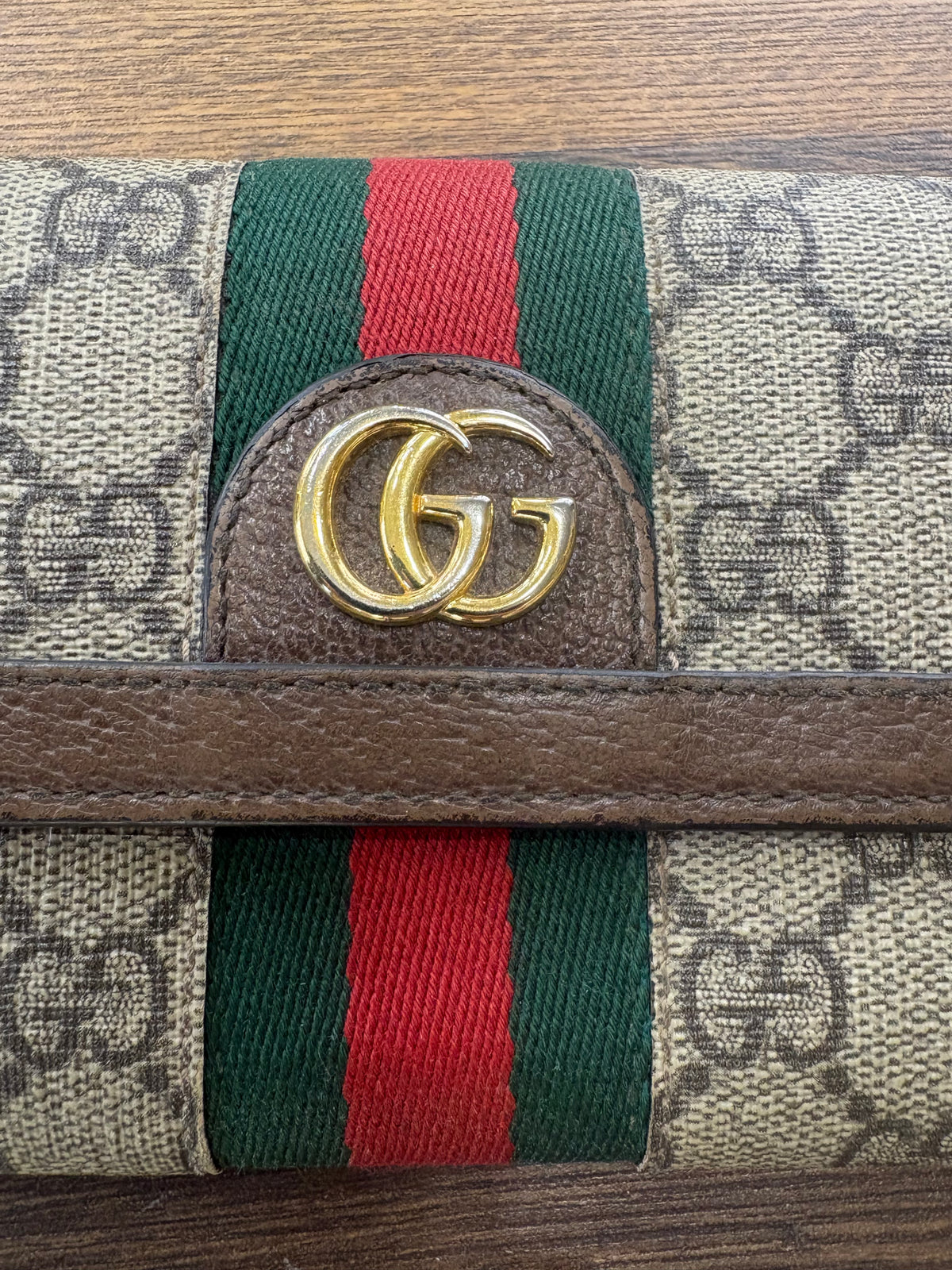 Portafoglio Continental Ophidia Gucci in Tessuto Canvas GG Supreme con Nastro Web